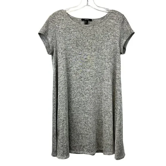 Forever 21 Womens Short Sleeve Mini Shift Dress Gray Heathered Large - Picture 1 of 9
